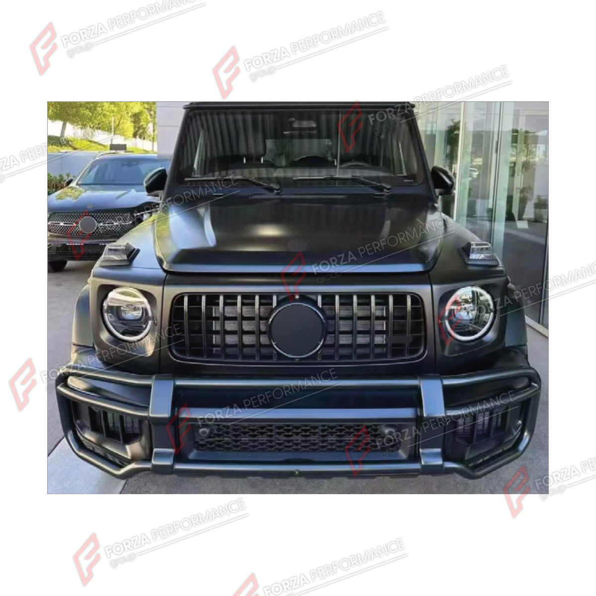 FRONT BUMPER BULL BAR for Mercedes-Benz G-Class W465 G63 2025+
Set includes:

Front Bumper Bull Bar
Material: Plastic, Stainless Steel, Aluminium

NOTE: Professional installation is required.