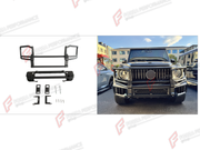 FRONT BUMPER BULL BAR for MERCEDES-BENZ G-CLASS W465 G63 G450D G500 G550 2025+ FORZA PERFORMANCE custom fit KO Style
Set includes:

Front Bumper Bull Bar
Material: Plastic, Stainless Steel, Aluminium

NOTE: Professional installation is required.