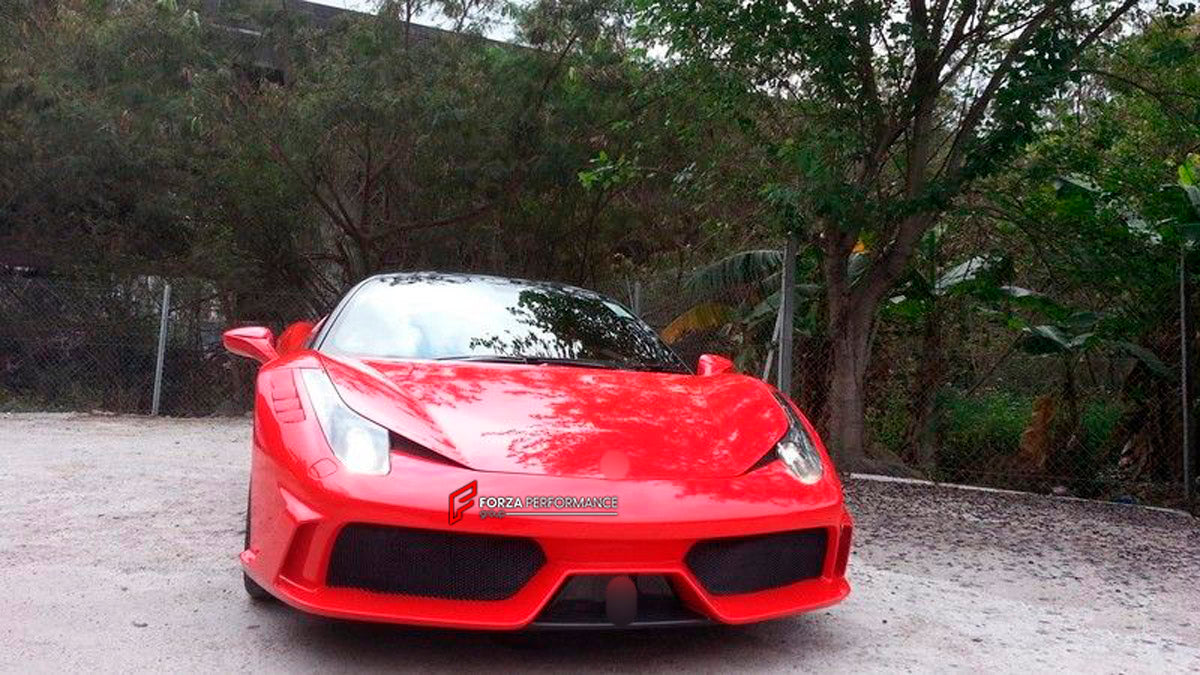 Front Bumper for Ferrari 458 Italia Spider
Set includes:

Front Bumper
NOTE: Professional installation is required.