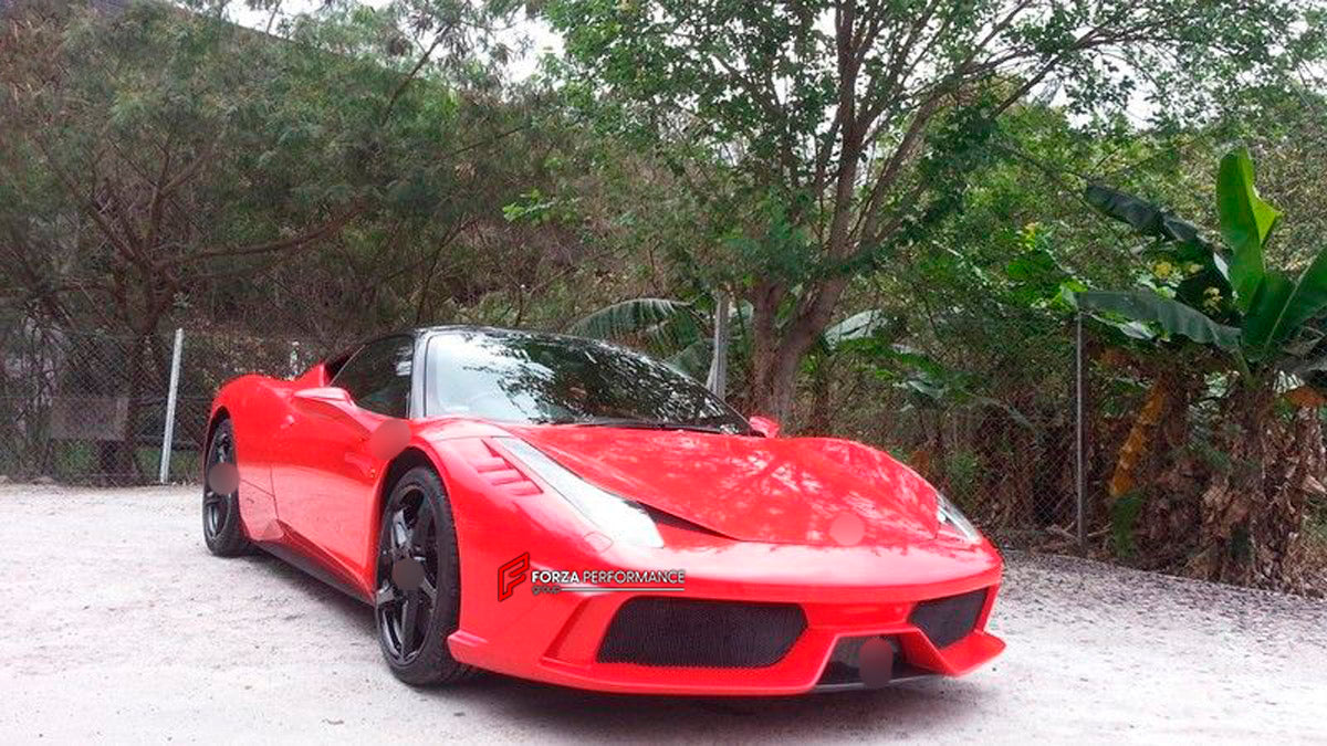 Front Bumper for Ferrari 458 Italia Spider
Set includes:

Front Bumper
NOTE: Professional installation is required.