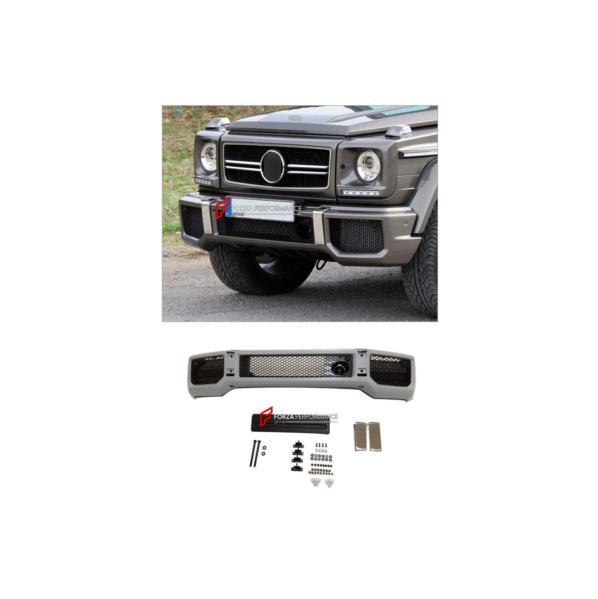 FRONT BUMPER for MERCEDES-BENZ G-CLASS W463 G63 2008 - 2018

Set includes:
Front Bumper

Material: Plastic

NOTE: Professional installation is required.