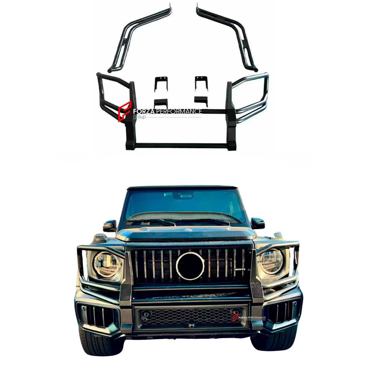 FRONT BUMPER PROTECTOR GRILLE PROTECTOR BULL BAR GUARD for MERCEDES BENZ G-CLASS W465 G63 2024+

Set includes:

Bull Bar

Material: Stainless Steel