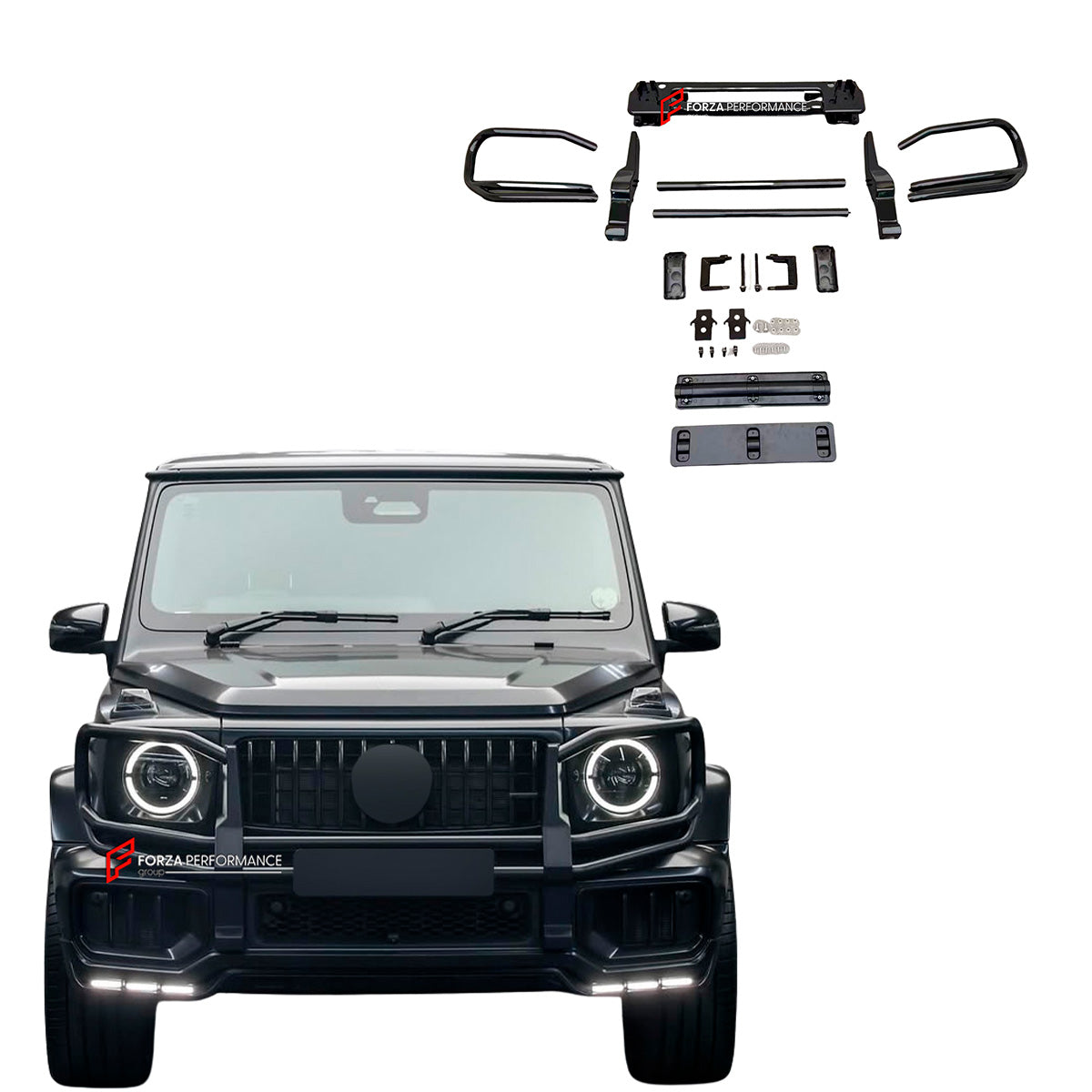 FRONT BUMPER PROTECTOR GRILLE PROTECTOR BULL BAR GUARD for MERCEDES BENZ G-CLASS W465 G63 2024+

Set includes:

Bull Bar

Material: Stainless Steel
