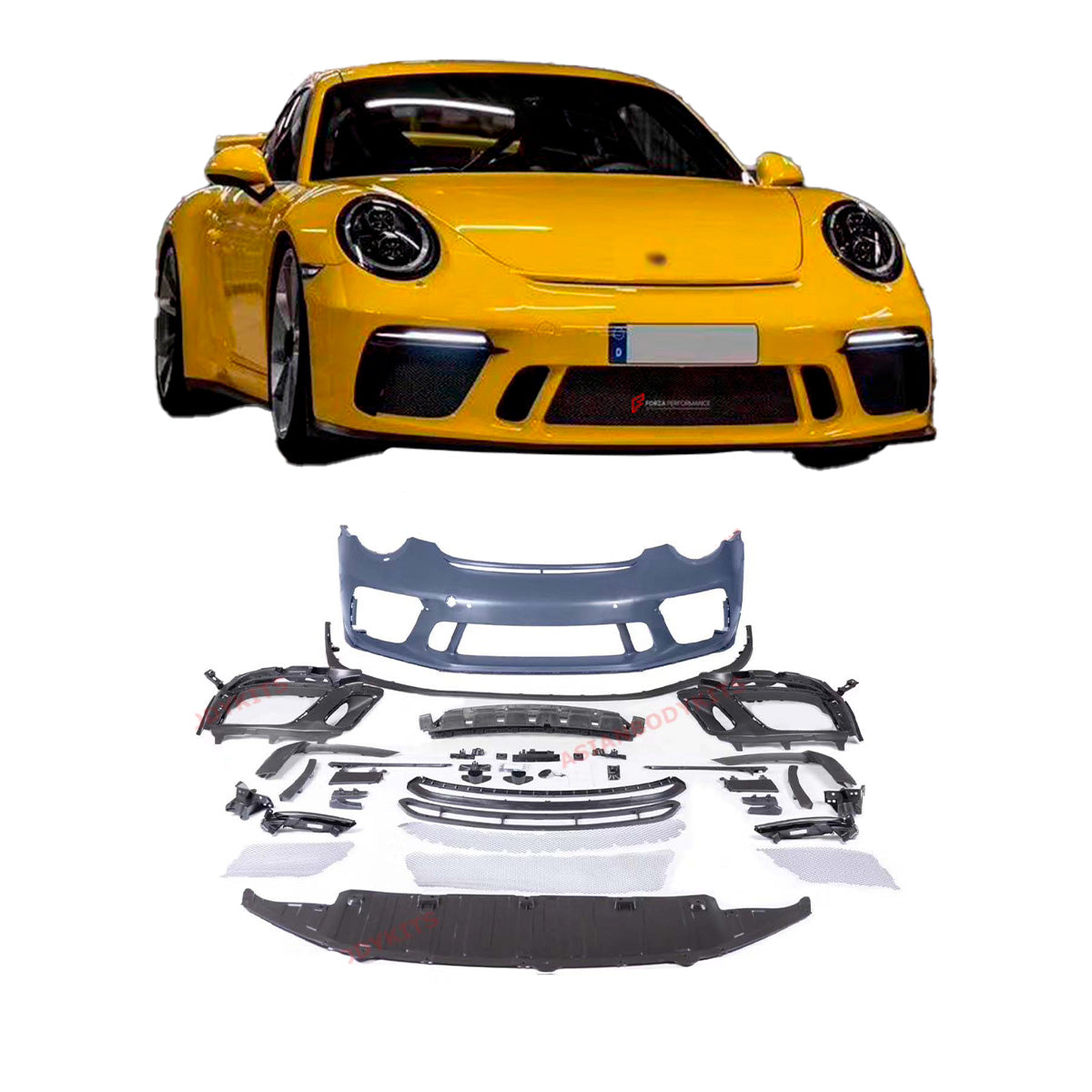 CONVERSION UPGRADE FRONT BUMPER for PORSCHE 911 991.1 991.2 CARRERA S 2011 - 2020 upgrade to GT3