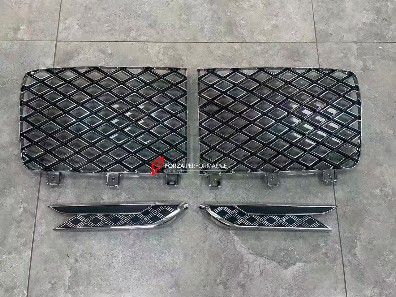 FRONT GRILLE and FRONT FENDER TRIMS for BENTLEY BENTAYGA PL71 FACELIFT 2020+

Set includes:

Front Grille

Material: Plastic

NOTE: Professional installation is required.

Payment ►
Visa

Mastercard

PayPal with a credit card (add 4.4% at checkout)
Payoneer
Cryptocurrency
Shipment ►
By express DHL/UPS/TNT/FedEx
To the local international airport
Special line by air
Special line by the sea
To Europe and the UK by train

Please let us know which shipping option you prefer.