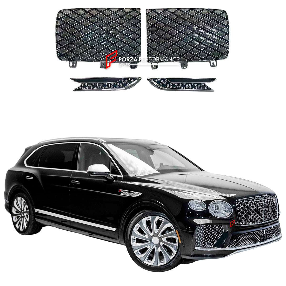 FRONT GRILLE and FRONT FENDER TRIMS for BENTLEY BENTAYGA PL71 FACELIFT 2020+

Set includes:

Front Grille

Material: Plastic

NOTE: Professional installation is required.

Payment ►
Visa

Mastercard

PayPal with a credit card (add 4.4% at checkout)
Payoneer
Cryptocurrency
Shipment ►
By express DHL/UPS/TNT/FedEx
To the local international airport
Special line by air
Special line by the sea
To Europe and the UK by train

Please let us know which shipping option you prefer.