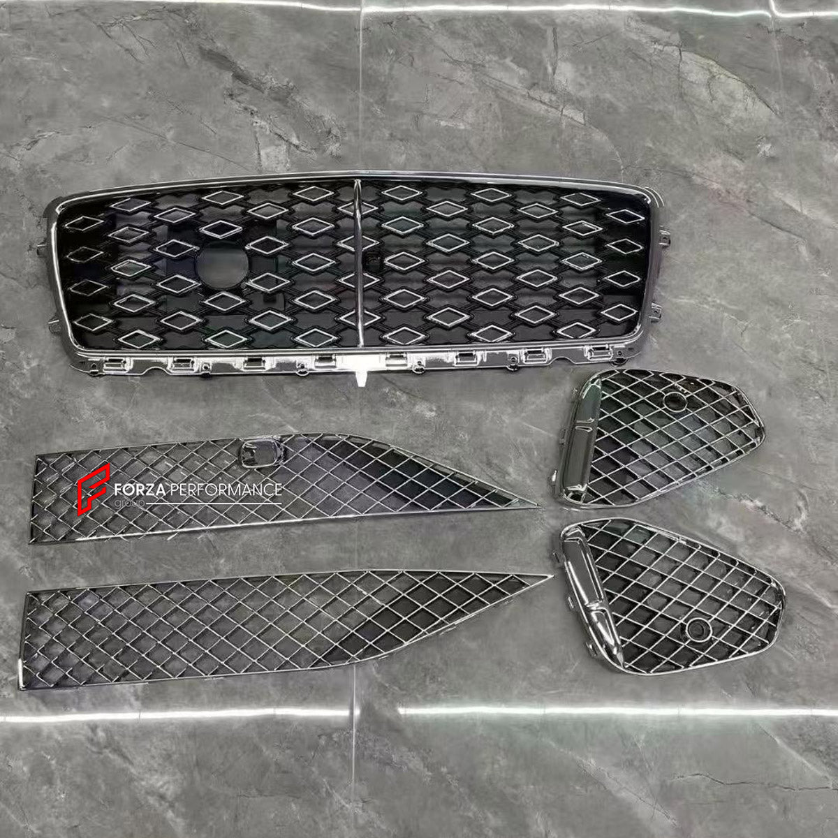 FRONT GRILLE for BENTLEY CONTINENTAL GT IV 2024+ FORZA PERFORMANCE custom fit Mulliner Style

Set includes:
Front Grille

Material: Plastic

NOTE: Professional installation is required.