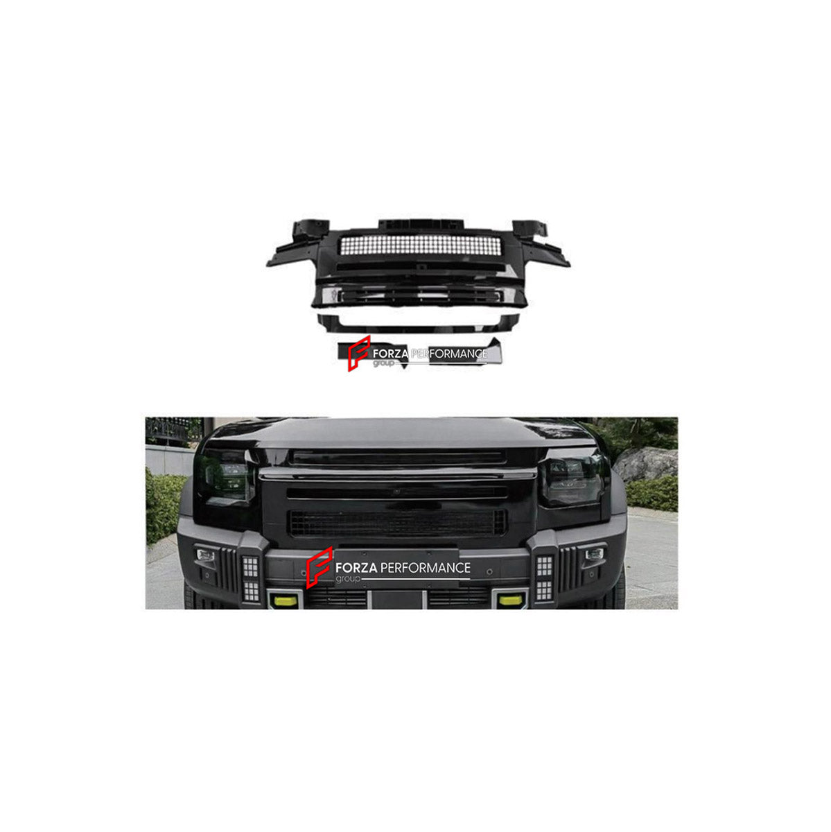 FRONT GRILLE for JETOUR T2 TRAVELLER 2024+ FORZA PERFORMANCE custom fit Defender Style

Set includes:
Front Grille

Material: Plastic

NOTE: Professional installation is required.