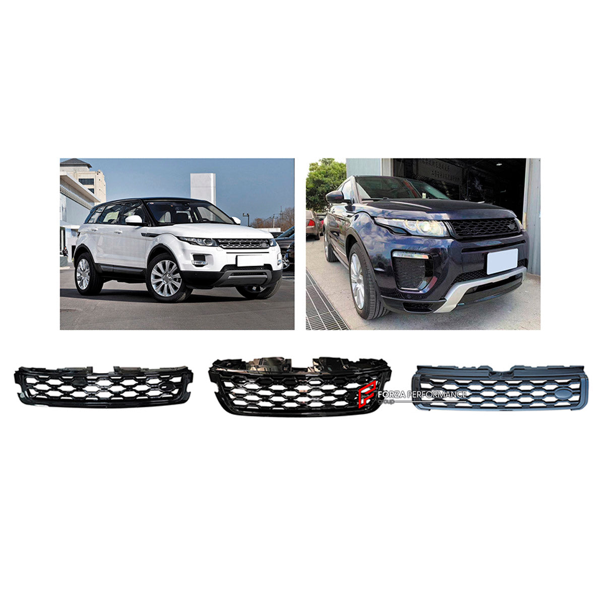 FRONT GRILLE for Land Rover Range Rover Evoque 2021+
Set includes:

Front Grille
Material: Plastic

NOTE: Professional installation is required.
