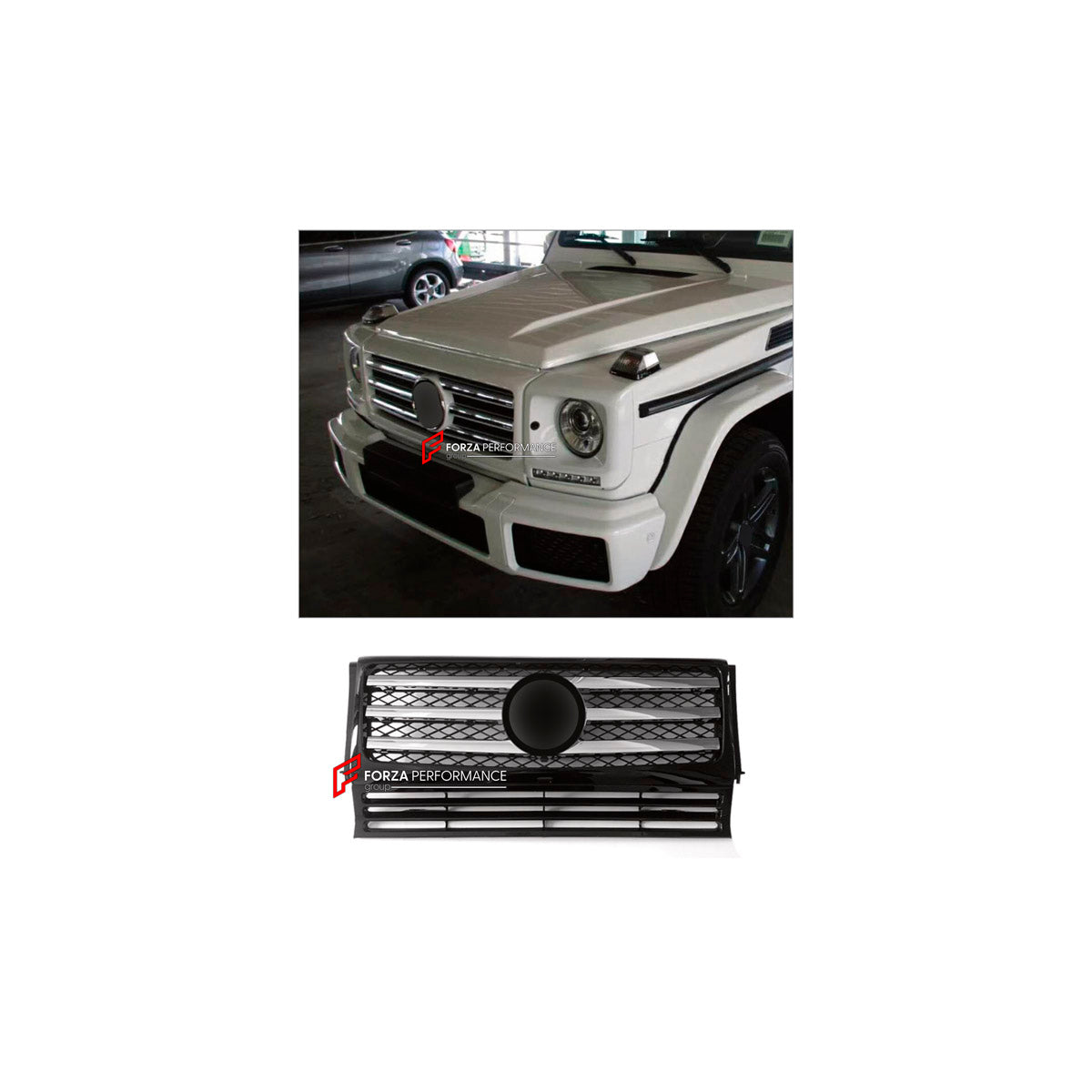 FRONT GRILLE for Mercedes-Benz G-Class W463 2008 - 2018
Set includes:

Front Grille
Material: Plastic

NOTE: Professional installation is required.