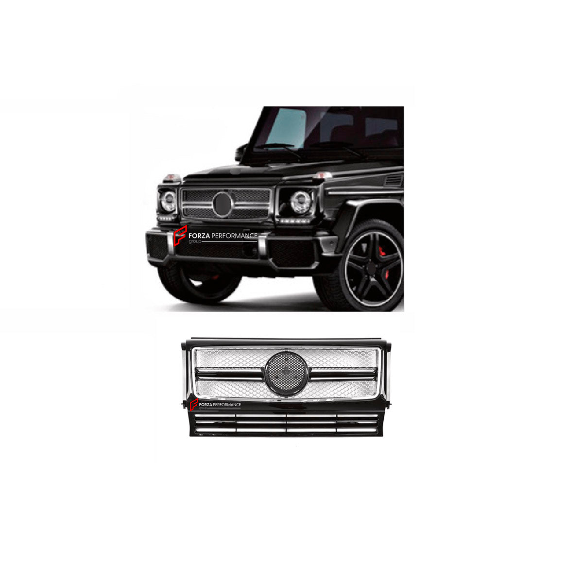 FRONT GRILLE for Mercedes-Benz G-Class W463 2008 - 2018
Set includes:

Front Grille
Material: Plastic

NOTE: Professional installation is required.