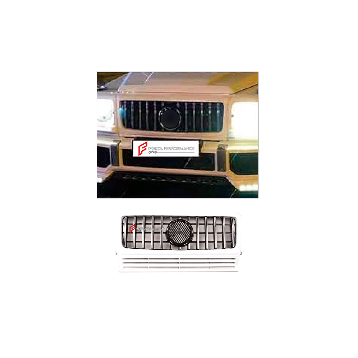 FRONT GRILLE for MERCEDES-BENZ G-CLASS W463 GT 2008 - 2018 FORZA PERFORMANCE custom fit GT Style

Set includes:
Front Grille

Material: Plastic

NOTE: Professional installation is required.