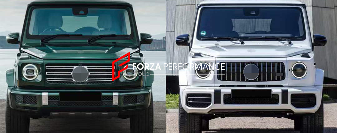 FRONT GT GRILLE AND HEADLIGHT COVERS for Mercedes-Benz W463A W464 G550 G63 2019+   Set includes: Front Grille Headlight Covers