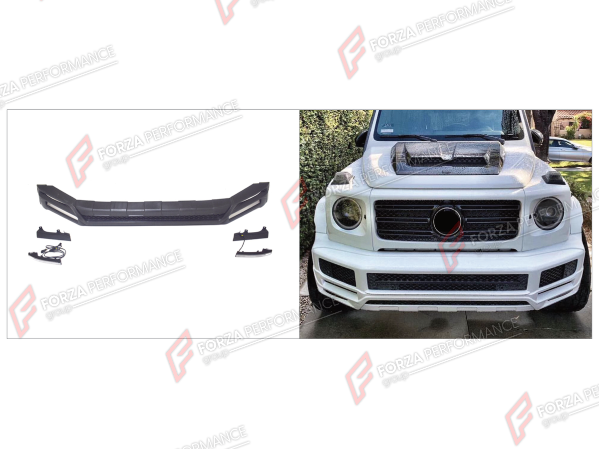 FRONT LIP for MERCEDES-BENZ G-CLASS W464 G500 2019 - 2024

Set includes:
Front Lip

Material: Plastic

NOTE: Professional installation is required.