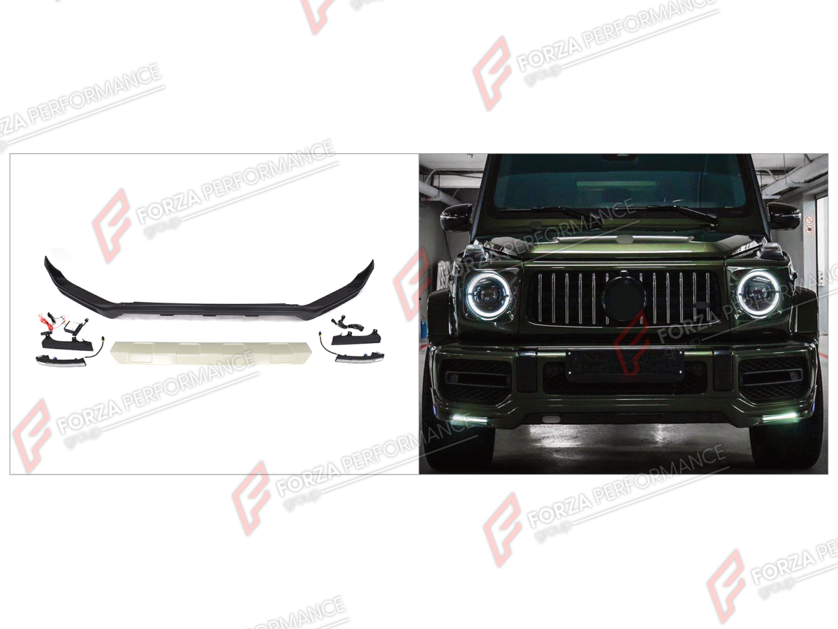 FRONT LIP for MERCEDES-BENZ G-CLASS W464 G63 2019 - 2024

Set includes:
Front Lip

Material: Plastic

NOTE: Professional installation is required.
