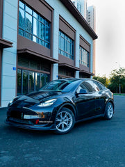 FRONT LIP REAR DIFFUSER REAR SPOILER for TESLA MODEL Y 2020 - 2024 FORZA PERFORMANCE Custom fit Dry Carbon VTEN Design Style
Set includes:

Front Lip
Rear Diffuser
Rear Spoiler
Material: Plastic

NOTE: Professional installation is required.