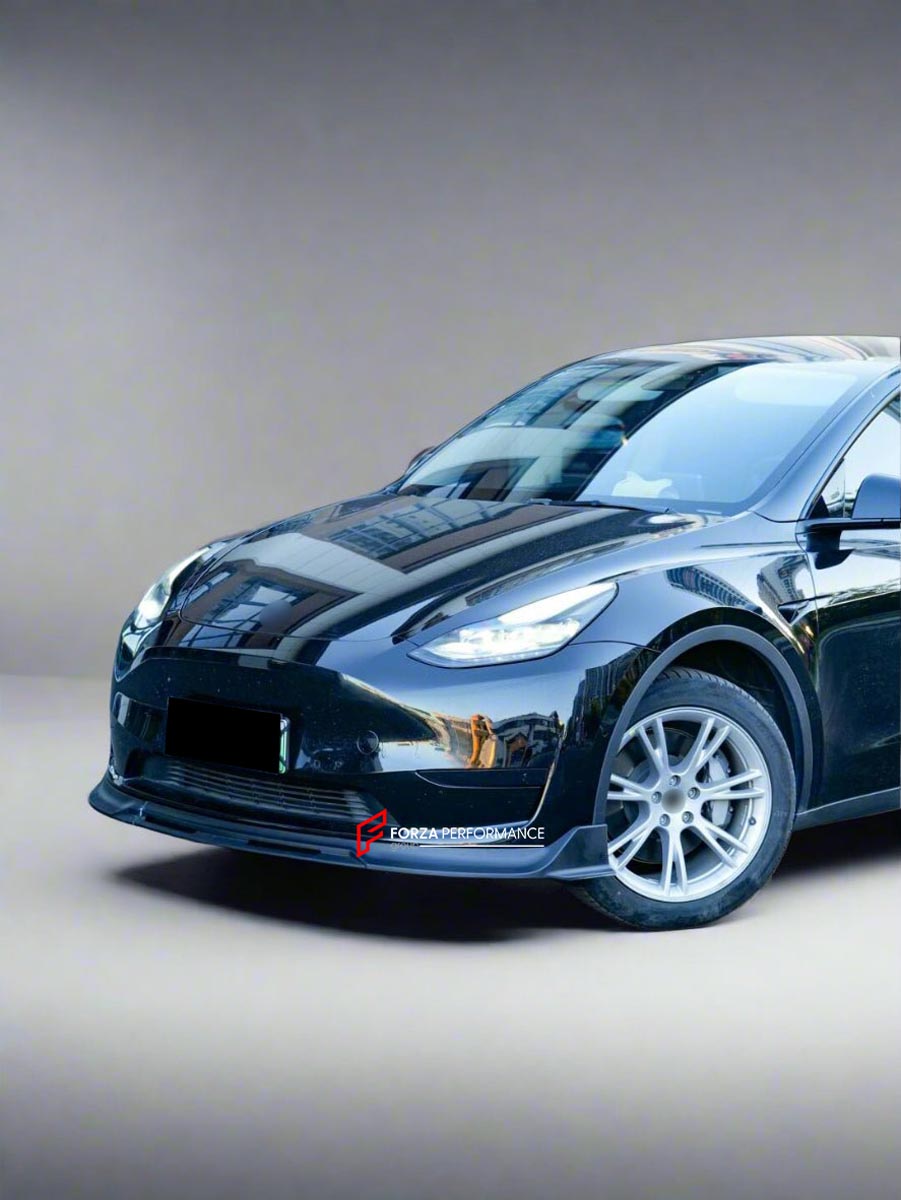 FRONT LIP REAR DIFFUSER REAR SPOILER for TESLA MODEL Y 2020 - 2024 FORZA PERFORMANCE Custom fit Dry Carbon VTEN Design Style
Set includes:

Front Lip
Rear Diffuser
Rear Spoiler
Material: Plastic

NOTE: Professional installation is required.