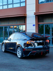 FRONT LIP REAR DIFFUSER REAR SPOILER for TESLA MODEL Y 2020 - 2024 FORZA PERFORMANCE Custom fit Dry Carbon VTEN Design Style
Set includes:

Front Lip
Rear Diffuser
Rear Spoiler
Material: Plastic

NOTE: Professional installation is required.