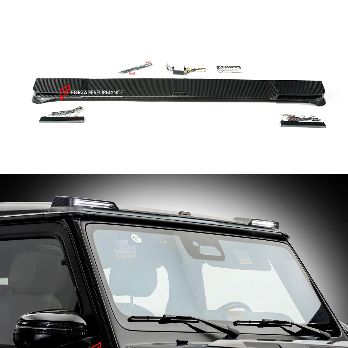 FRONT ROOF LED BAR for MERCEDES BENZ AMG G63 W465 G350 G500 G550 AMG G63 2024+

Set includes:

Led Bar

Material: Dry carbon