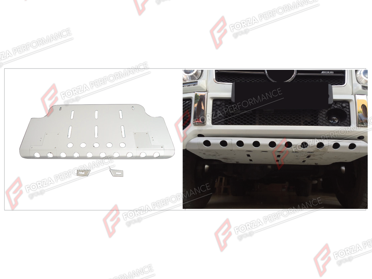 FRONT SKID PLATE for MERCEDES-BENZ G-CLASS W463 2008 - 2018

Set includes:
Front Skid Plate

Material: Titanium

NOTE: Professional installation is required. Only 350D Can't Fit.