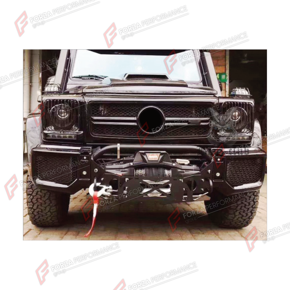 FRONT WINCH WITH MOTOR AND WIRES for Mercedes-Benz G-Class W463 2008 - 2018
Set includes:

Front Winch With Motor And Wires
Front Bumper Bull Bar
Front Skid Plate
Material: Plastic, Stainless Steel, Aluminium, Titanium

NOTE: Professional installation is required.