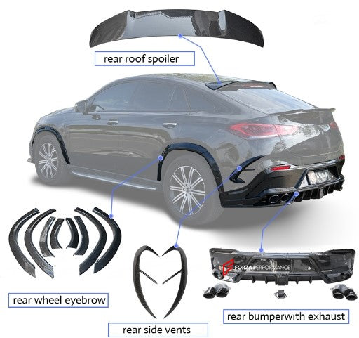 CARBON BODY KIT FOR MERCEDES BENZ GLE COUPE C167

Set includes:

Front lip
Front Canards

Rear Roof Spoiler

Rear Bumper with exhaust tips
Rear Side Canards
Side Fenders
Side Skirts

MATERIAL: Carbon

Payment ►
Visa

Mastercard

PayPal with a credit card (add 4.4% at checkout)
Payoneer
Cryptocurrency
Shipment ►
By express DHL/UPS/TNT/FedEx
To the local international airport
Special line by air
Special line by the sea
To Europe and the UK by train

Please let us know which shipping option you prefer.