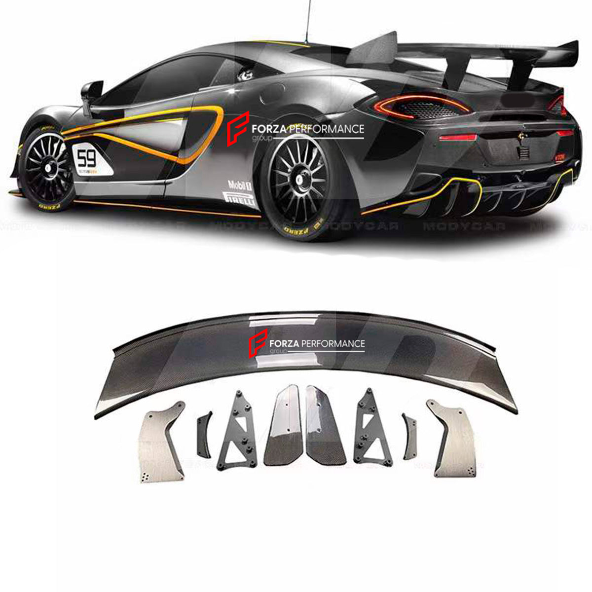 CARBON REAR WING SPOILER for MCLAREN 540C 570GT 570S to GT4