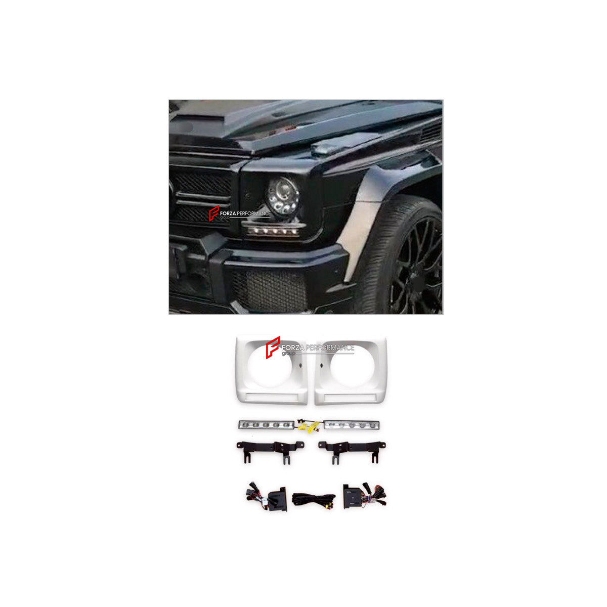 HEADLIGHT COVERS for MERCEDES-BENZ G-CLASS W463 2008 - 2018

Set includes:
Headlight Covers

Material: Plastic

NOTE: Professional installation is required.