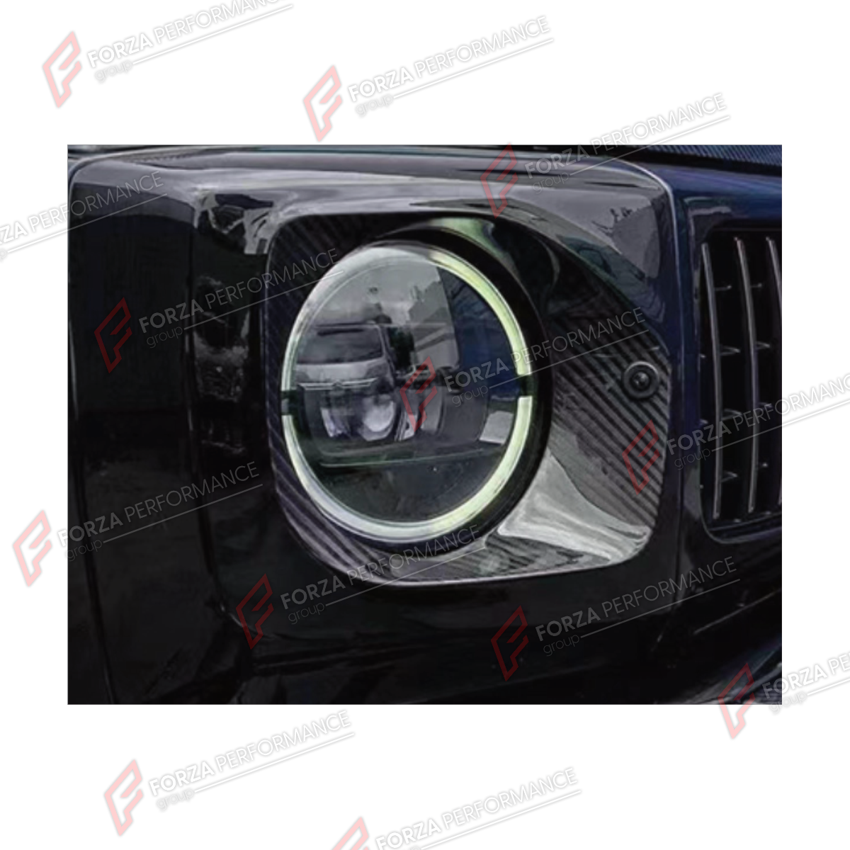 HEADLIGHT COVERS for MERCEDES-BENZ G-CLASS W465 G63 2025+ FORZA PERFORMANCE custom fit Shark Style

Set includes:
Headlight Covers

Material: Plastic

NOTE: Professional installation is required.