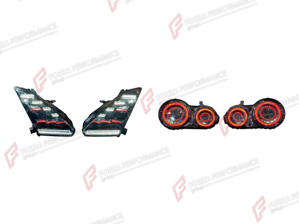 HEADLIGHTS AND TAIL LIGHTS for NISSAN GT-R R35 2007 - 2023

Set includes:
Headlights
Tail Lights

Material: Plastic

