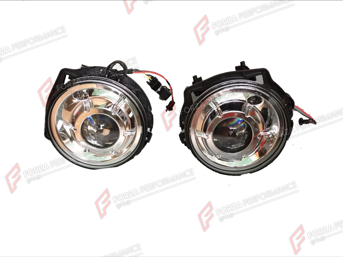 HEADLIGHTS for MERCEDES-BENZ G-CLASS W463 2008 - 2018 FORZA PERFORMANCE custom fit OEM Style

Set includes:
Headlights

Material: Plastic

NOTE: Professional installation is required.