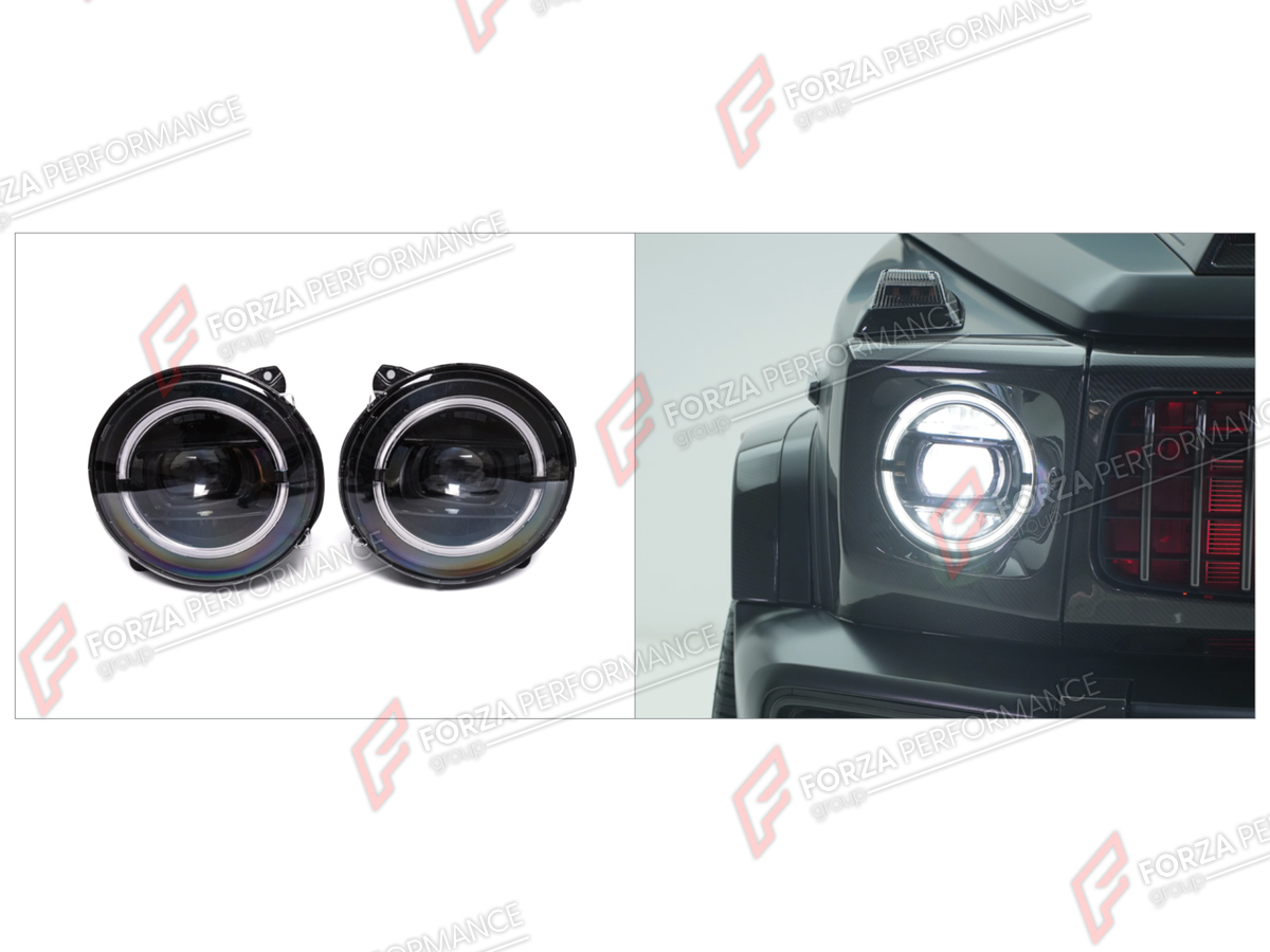 HEADLIGHTS for MERCEDES-BENZ G-CLASS W464 G63 G350 G350D G400D G500 G550 2019 - 2024

Set includes:
Headlights

Material: Plastic

NOTE: Professional installation is required.