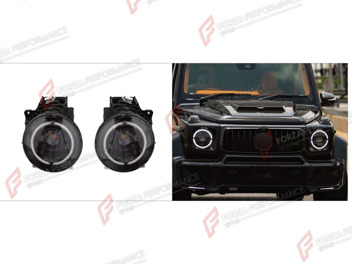 HEADLIGHTS for MERCEDES-BENZ G-CLASS W465 G63 G450D G500 G550 2025+ FORZA PERFORMANCE custom fit Hella

Set includes:
Headlights

Material: Plastic

NOTE: Professional installation is required.