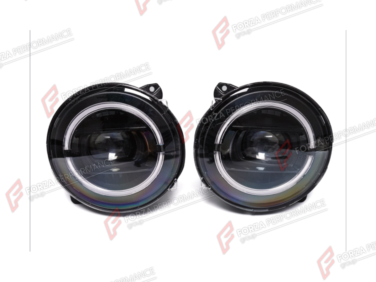 HEADLIGHTS for MERCEDES-BENZ G-CLASS W465 G63 G450D G500 G550 2025+ FORZA PERFORMANCE custom fit DarkNight

Set includes:
Headlights

Material: Plastic

NOTE: Professional installation is required.