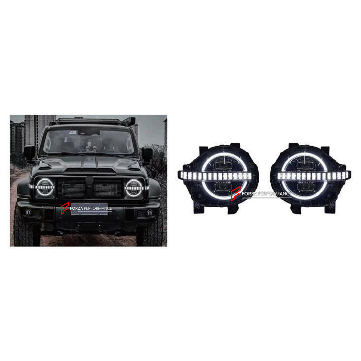 HEADLIGHTS for TANK 300 2020+ FORZA PERFORMANCE custom fit Basic Style OEM

Set includes:
Headlights

Material: Plastic

NOTE: Professional installation is required.