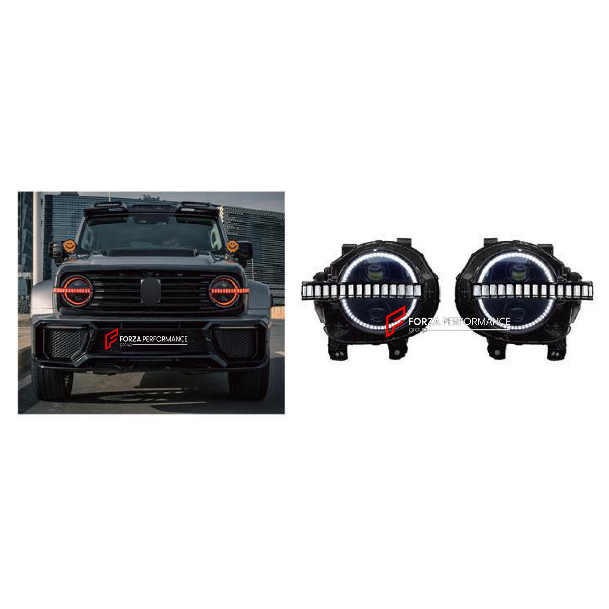 HEADLIGHTS WITH DRL LIGHTS for TANK 300 2020+ FORZA PERFORMANCE custom fit Laser Adaptive Style Red DRL Lights

Set includes:
Laser Adaptive Headlights With Red DRL Lights

Material: Plastic

NOTE: Professional installation is required.