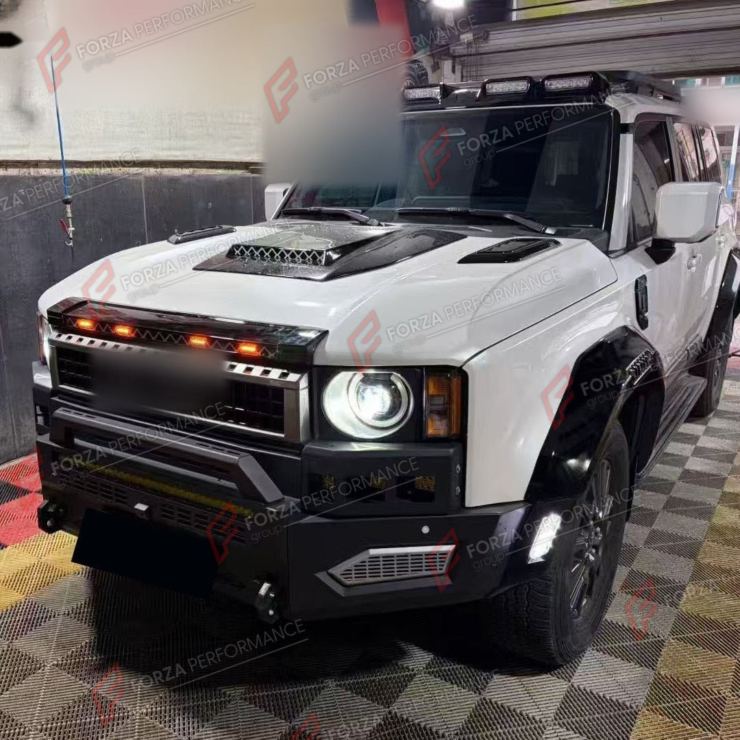 HOOD PROTECTOR BUG DEFLECTOR WITH LED for TOYOTA LAND CRUISER 250 PRADO LC250 J250 2024+ Forza Performance custom fit buy black LED bonnet guard bonnet protector style