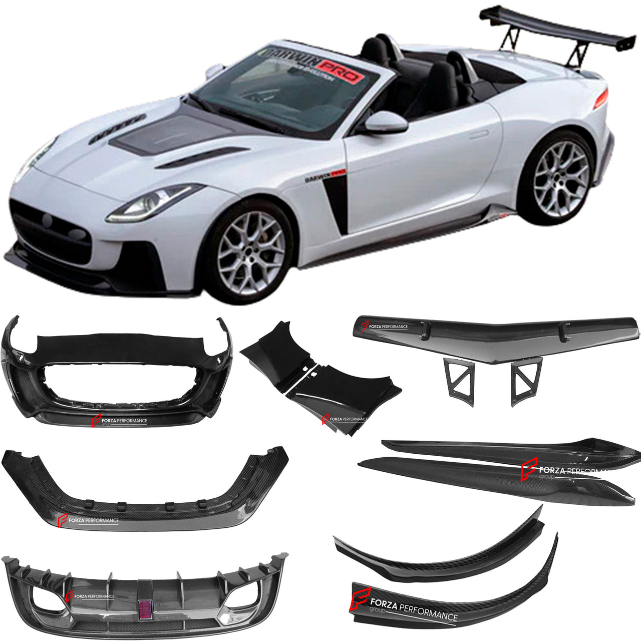 IMP PERFORMANCE CARBON WIDE BODY SOFT KIT for JAGUAR F-TYPE X152 2014 - 2017

Set includes:

Front Bumper
Front Underboard
Hood
Front Fender
Side Skirt

GT Wing Spoiler
Rear Diffuser


Material: Carbon

NOTE: Professional installation is required


Why “Contact Us for Pricing”?

We don’t display fixed prices because our goal is to offer you the most competitive deal possible. Product costs often decrease over time, and by requesting a quote, you’ll receive our most up-to-date price on market.

SECURED PAYME