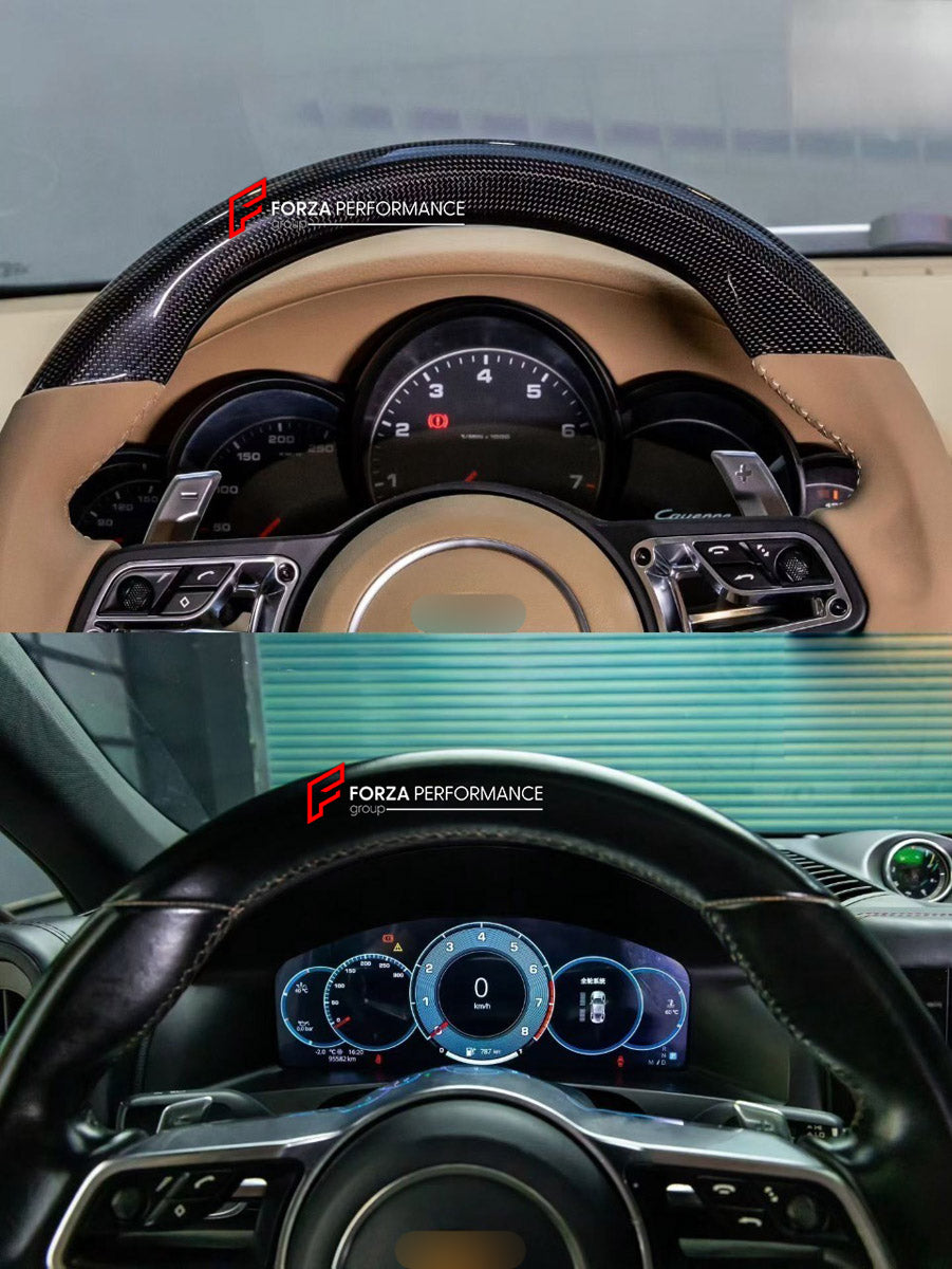 INTERIOR KIT for PORSCHE CAYENNE 958.1 958.2 E2 92A 2010 - 2018

Set includes:
Dashboard Instrument Cluster Trim
Central Control Panel Trim
Center Console Trim Cover
Dashboard Trim Kit
Dashboard Side Air Vents Covers

NOTE: Professional installation is required.