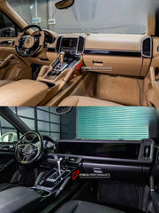 INTERIOR KIT for PORSCHE CAYENNE 958.1 958.2 E2 92A 2010 - 2018

Set includes:
Dashboard Instrument Cluster Trim
Central Control Panel Trim
Center Console Trim Cover
Dashboard Trim Kit
Dashboard Side Air Vents Covers

NOTE: Professional installation is required.