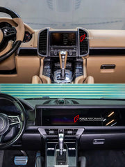 INTERIOR KIT for PORSCHE CAYENNE 958.1 958.2 E2 92A 2010 - 2018

Set includes:
Dashboard Instrument Cluster Trim
Central Control Panel Trim
Center Console Trim Cover
Dashboard Trim Kit
Dashboard Side Air Vents Covers

NOTE: Professional installation is required.