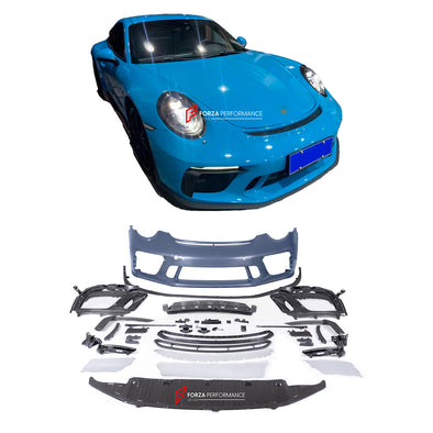 CONVERSION UPGRADE FRONT BUMPER WITH HEADLIGHTS for PORSCHE 911 CARRERA 991.1 991.2 2011 - 2020 upgrade to GT3

Set includes:

Front Bumper Assembly
Headlights

Material: Plastic

NOTE: Professional installation is required. Professional electrician is required.

CONTACT US FOR PRICING