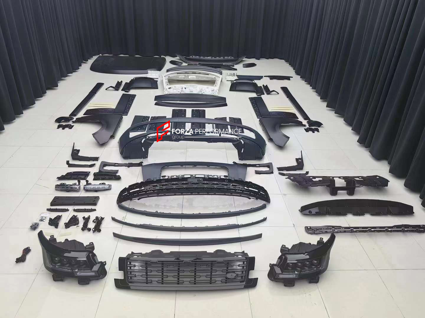 CONVERSION FACELIFT BODY KIT for LAND ROVER RANGE ROVER L405 2013 - 2017 to RANGE ROVER L460 2023+  Set includes: Front Bumper Assembly with LED Lights Hood / Bonnet Headlights Tail Lights Exhaust Tips Front Grille Rear Trunk Rear Trunk Panels Rear Bumper Rear Diffuser