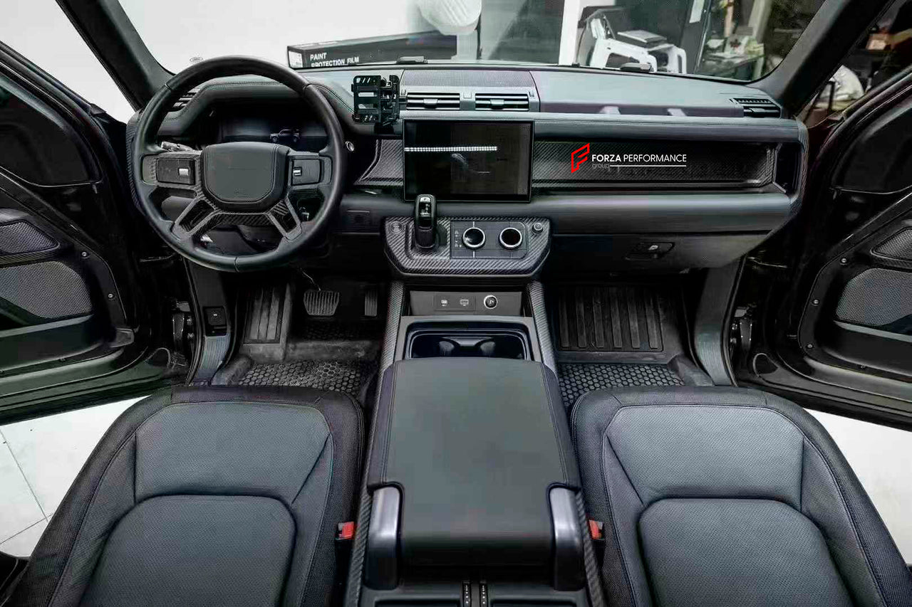 LAND ROVER DEFENDER L663 2020+ INTERIOR PARTS
Set includes:
Steering wheel trim cover
Door handle trim covers (3pcs)
Сenter dashboard covers ( We have for LHD and RHD)
Center console trim cover
Material:Carbon Fiber
Note: Professional installation is required
dry carbon fiber interior trim kit, Land Rover Defender L663 interior trim, 2020+ Defender carbon fiber covers, premium carbon fiber trim kit, Land Rover Defender interior upgrade, rugged carbon fiber trim, Defender L663 