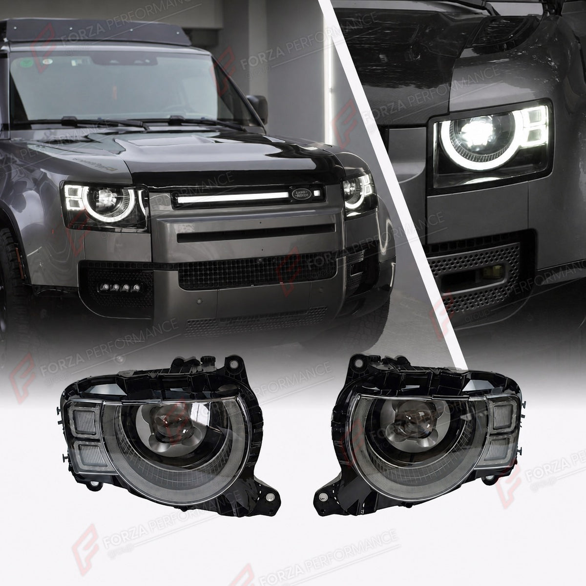 LED HEADLIGHTS for LAND ROVER DEFENDER 90 110 130 L663 2020+
Set includes:

LED Headlights

NOTE: Professional installation is required.