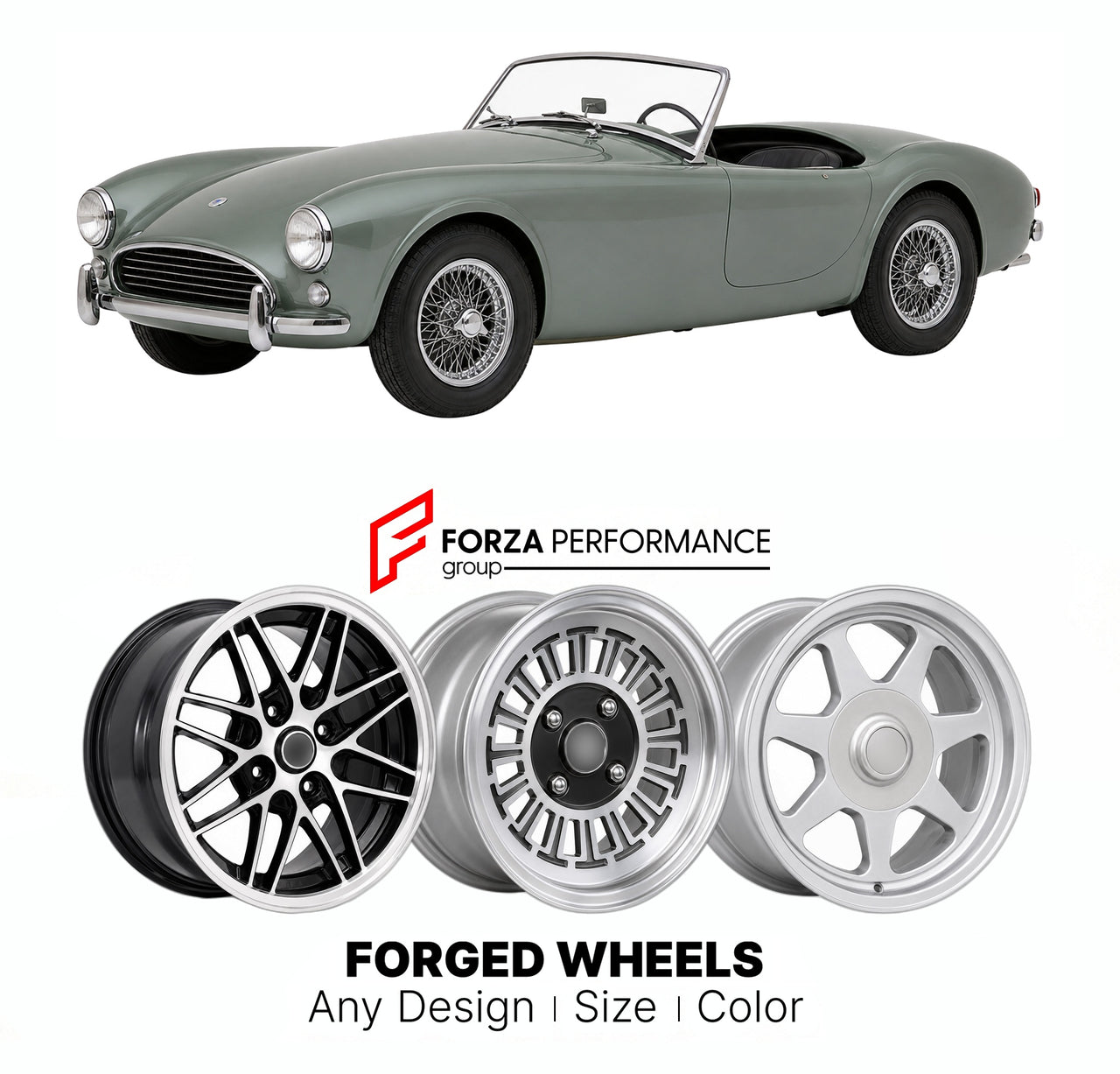 CUSTOM CLASSIC VINTAGE RESTOMOD RETRO OLD SCHOOL FORGED WHEELS RIMS for AC AC ACE 1953 - 1963

Custom forged wheels for AC AC Ace 1953 - 1963. Classic, vintage, restomod wheel designs made to order in custom sizes, offsets, colors and finishes.

We manufacture premium quality forged wheels rims for AC AC Ace 1953 - 1963 in any design, size, color.

THIS WHEEL DESIGN CAN BE CUSTOM-MADE FOR YOUR CAR IN ANY SIZE AND COLOR OPTIONS
Available in monoblock, 2-piece, 3-piece, duoblock, beadlock
3D wheel renderings 