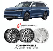 Custom forged wheels for AITO Seres Huawei M9 2023+. Made-to-order monoblock, 2-piece and 3-piece wheels in custom sizes, offsets, colors and finishes with guaranteed vehicle fitment.

We manufacture premium quality forged wheels rims for AITO Seres Huawei M9 2023+ in any design, size, color.

THIS WHEEL DESIGN CAN BE CUSTOM-MADE FOR YOUR CAR IN ANY SIZE AND COLOR OPTIONS
Available in monoblock, 2-piece, 3-piece, duoblock, beadlock
3D wheel renderings are provided according to the exact dimensions and speci