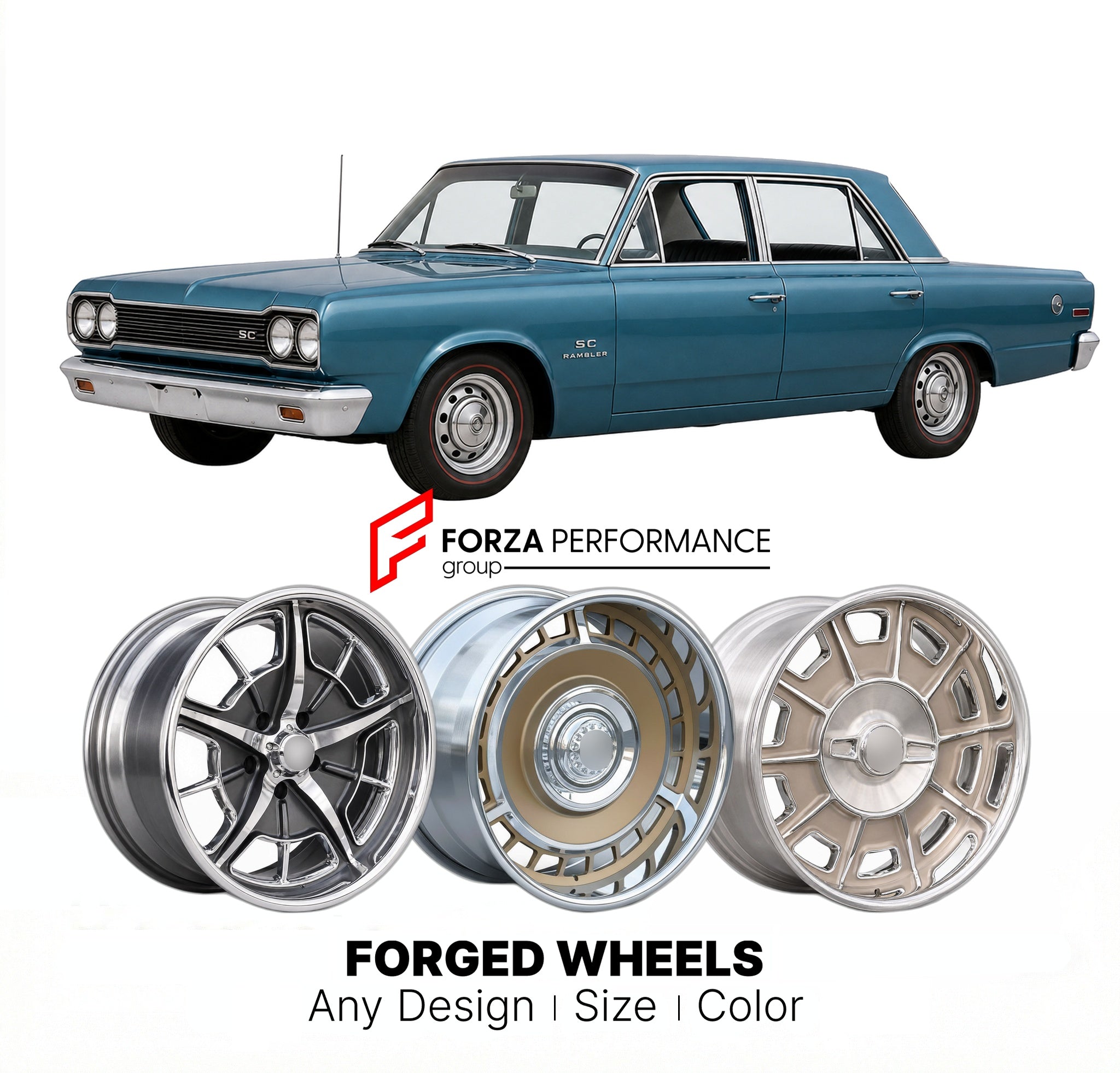 CUSTOM CLASSIC VINTAGE RESTOMOD RETRO OLD SCHOOL FORGED WHEELS RIMS fo