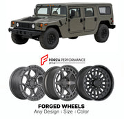 FORGED WHEELS RIMS for AM GENERAL HUMMER H1 CIVILIAN 1992 - 2006

Custom forged wheels for AM General Hummer H1 Civilian 1992 - 2006. Made-to-order monoblock, 2-piece and 3-piece rims in custom sizes, offsets, colors and finishes with guaranteed fitment.

We manufacture premium quality forged wheels rims for AM General Hummer H1 Civilian 1992 - 2006 in any design, size, color.

THIS WHEEL DESIGN CAN BE CUSTOM-MADE FOR YOUR CAR IN ANY SIZE AND COLOR OPTIONS
Available in monoblock, 2-piece, 3-piece, duoblock,