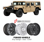 FORGED WHEELS RIMS for AM GENERAL HUMMER H1 WAGON CIVILIAN 1992 - 2006

Custom forged wheels for AM General Hummer H1 Wagon Civilian 1992 - 2006. Made-to-order monoblock, 2-piece and 3-piece rims in custom sizes, offsets, colors and finishes with guaranteed fitment.

We manufacture premium quality forged wheels rims for AM General Hummer H1 Wagon Civilian 1992 - 2006 in any design, size, color.

THIS WHEEL DESIGN CAN BE CUSTOM-MADE FOR YOUR CAR IN ANY SIZE AND COLOR OPTIONS
Available in monoblock, 2-piece, 